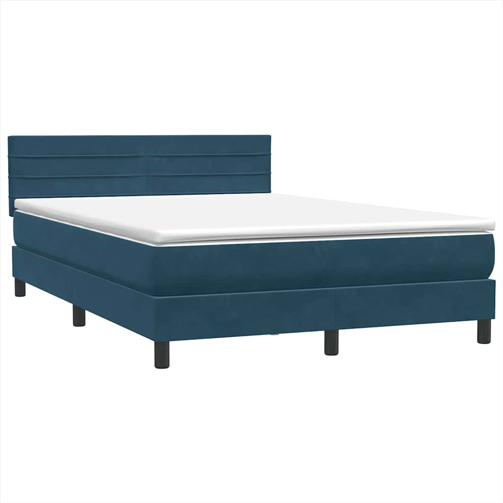 Boxspring met matras en LED fluweel donkerblauw 160x210 cm