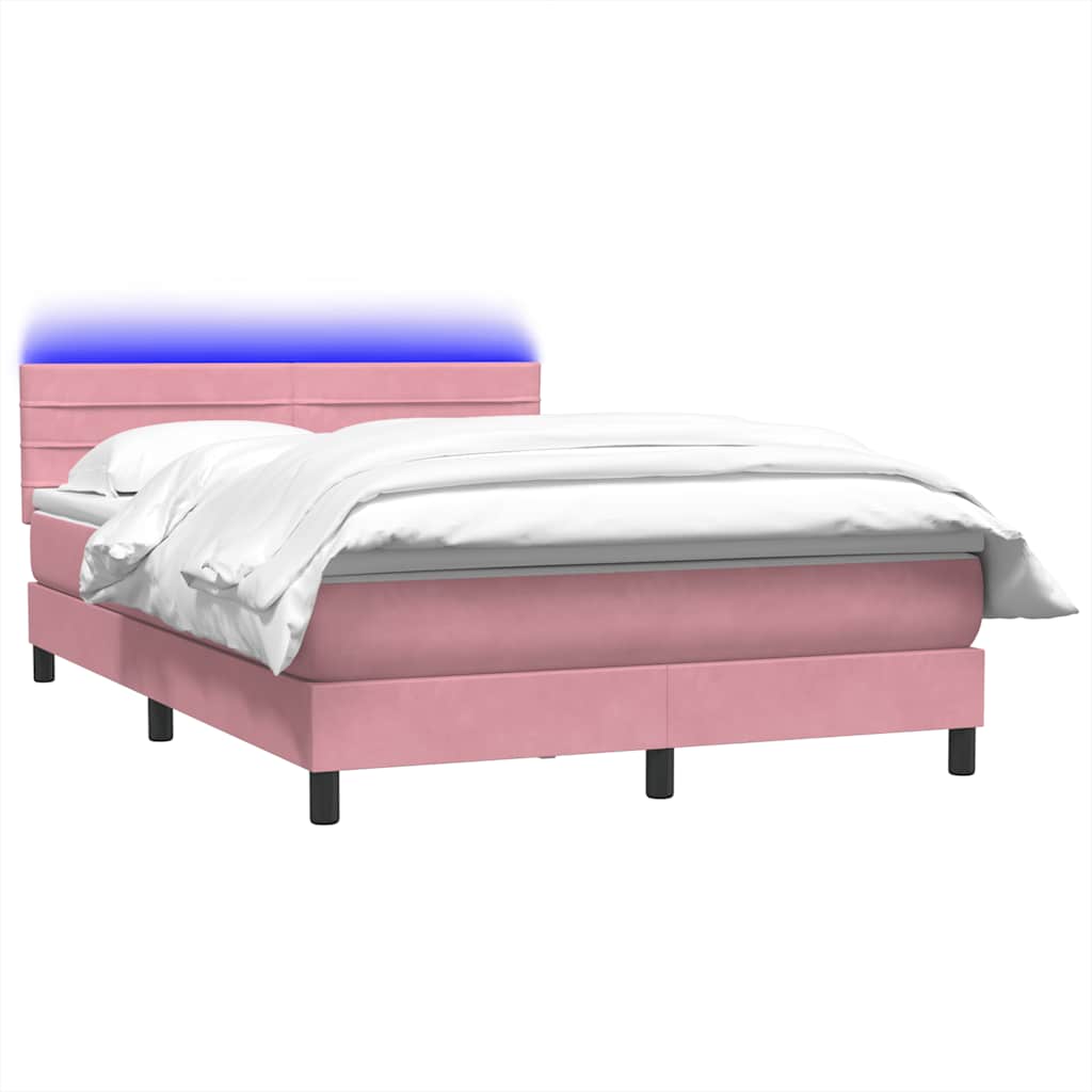 Boxspring met matras en LED fluweel roze 160x210 cm is nu te koop bij PeponiXL, paradijselijk wonen!