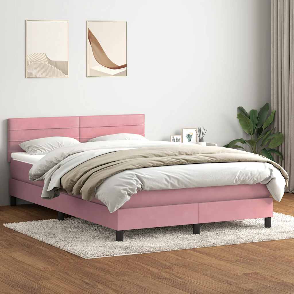 Boxspring met matras en LED fluweel roze 160x210 cm is nu te koop bij PeponiXL, paradijselijk wonen!