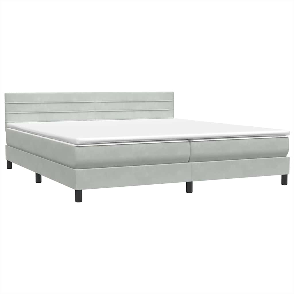 Boxspring met matras en LED fluweel lichtgrijs 180x210 cm