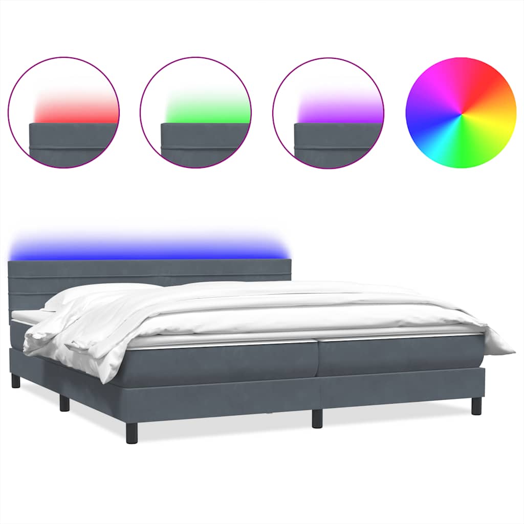 Boxspring met matras en LED fluweel donkergrijs 180x210 cm is nu te koop bij PeponiXL, paradijselijk wonen!