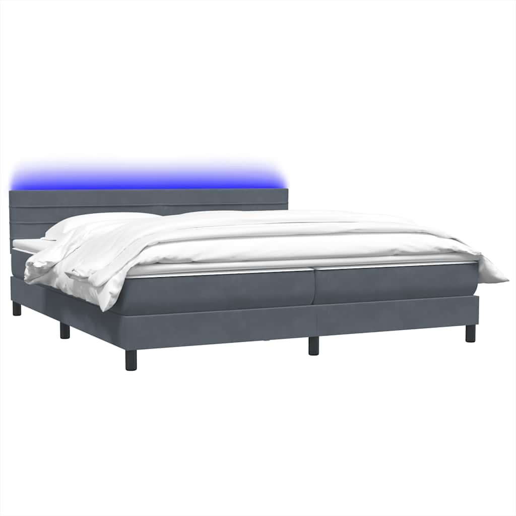 Boxspring met matras en LED fluweel donkergrijs 180x210 cm is nu te koop bij PeponiXL, paradijselijk wonen!