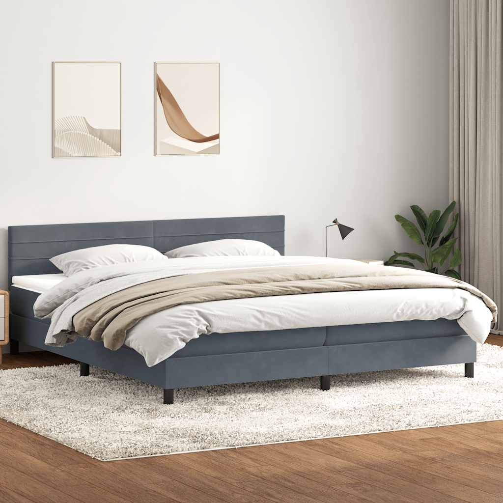 Boxspring met matras en LED fluweel donkergrijs 180x210 cm is nu te koop bij PeponiXL, paradijselijk wonen!