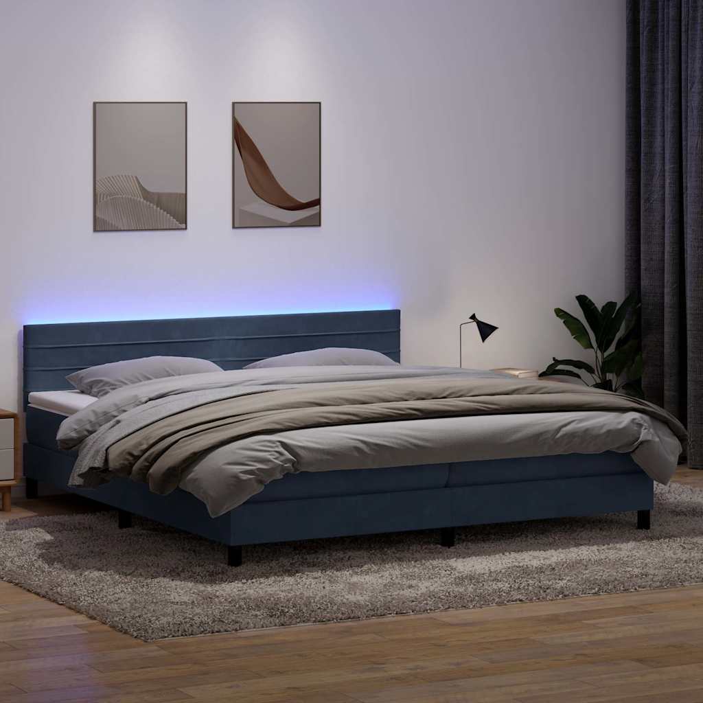 Boxspring met matras en LED fluweel donkergrijs 180x210 cm is nu te koop bij PeponiXL, paradijselijk wonen!