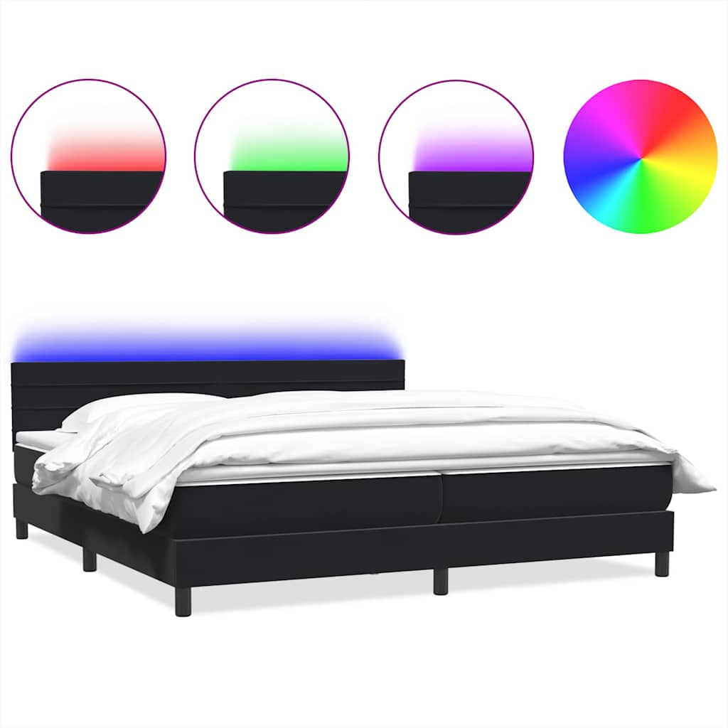 Boxspring met matras en LED fluweel zwart 180x210 cm