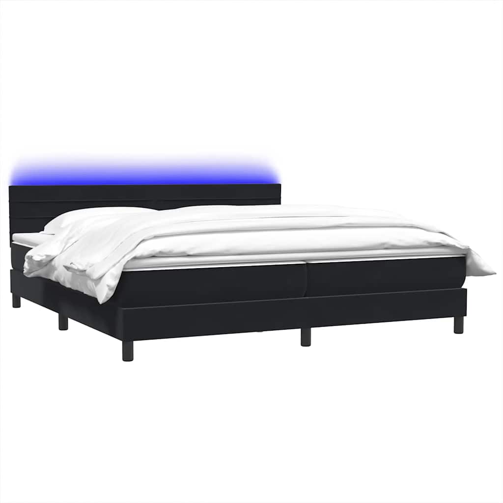 Boxspring met matras en LED fluweel zwart 180x210 cm