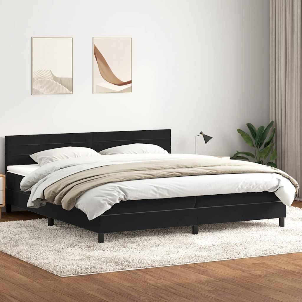 Boxspring met matras en LED fluweel zwart 180x210 cm