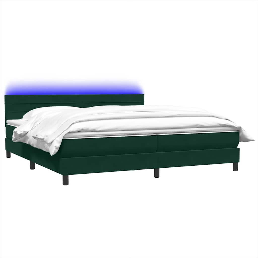 Boxspring met matras en LED fluweel donkergroen 180x210 cm