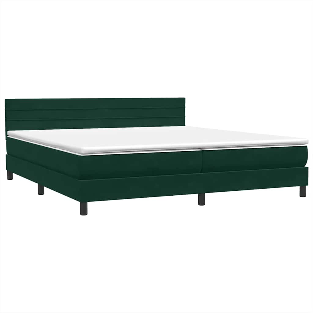Boxspring met matras en LED fluweel donkergroen 180x210 cm