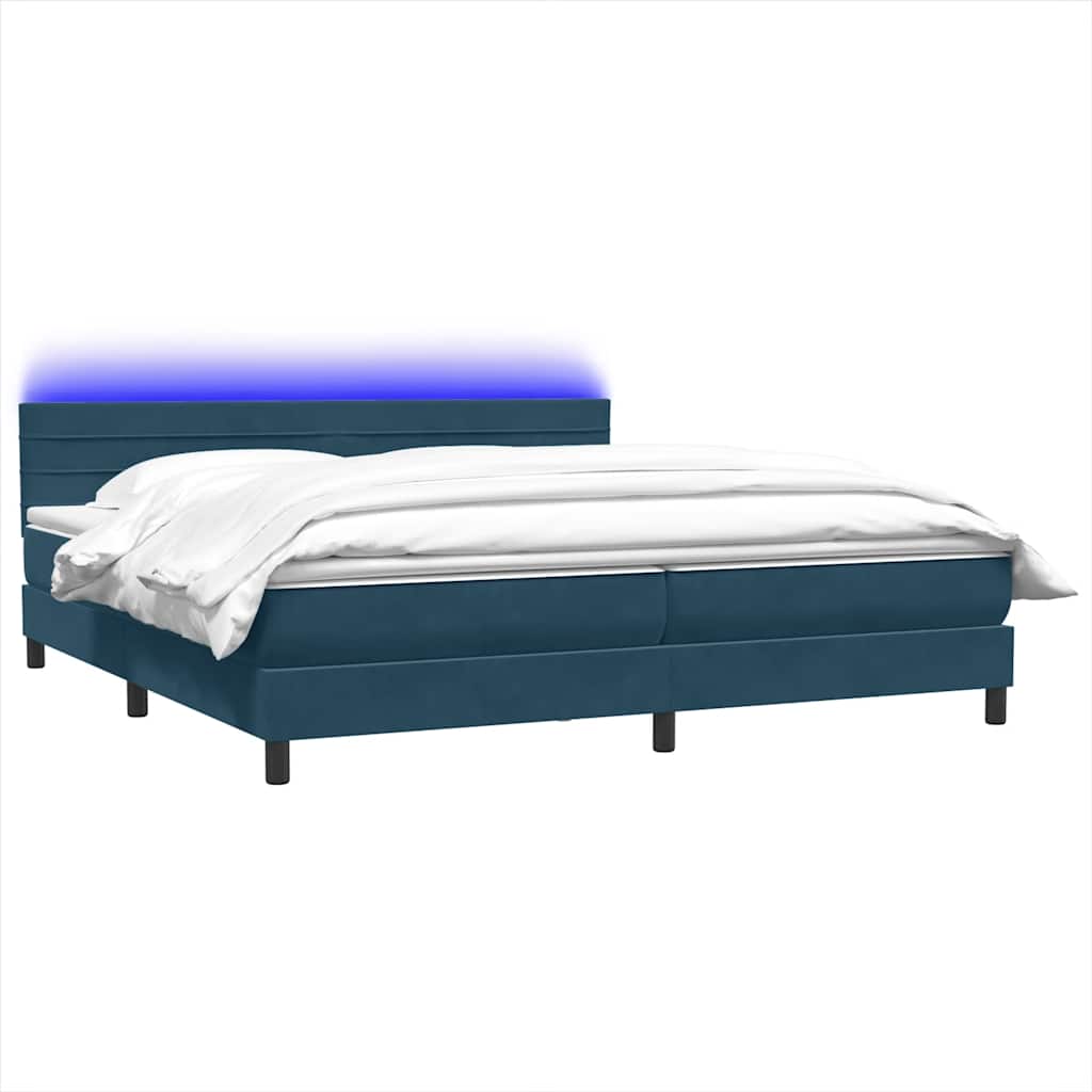 Boxspring met matras en LED fluweel donkerblauw 180x210 cm