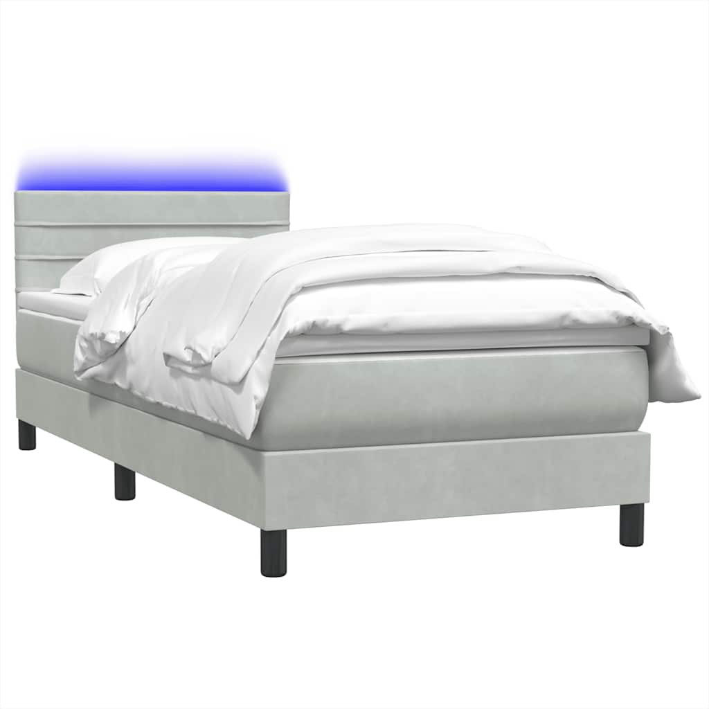 Boxspring met matras en LED fluweel lichtgrijs 80x220 cm