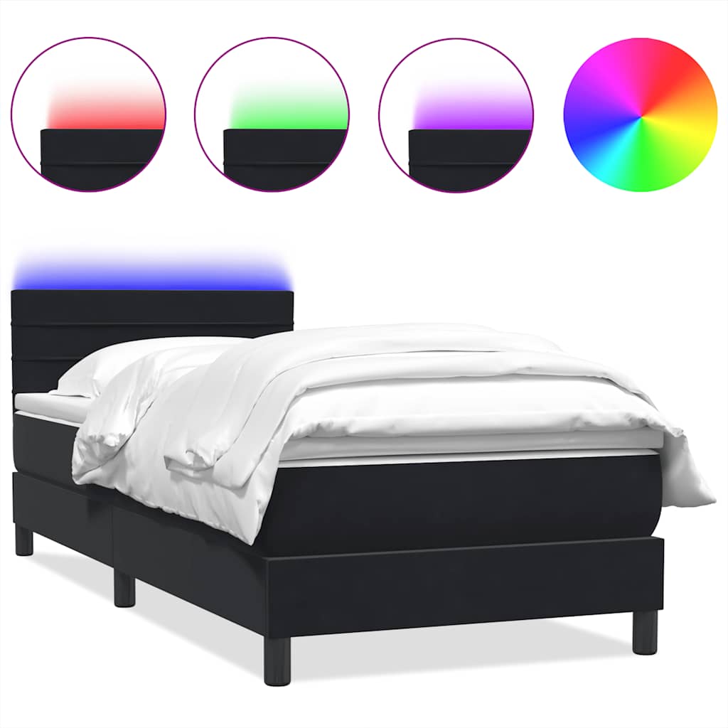 Boxspring met matras en LED fluweel zwart 80x220 cm is nu te koop bij PeponiXL, paradijselijk wonen!