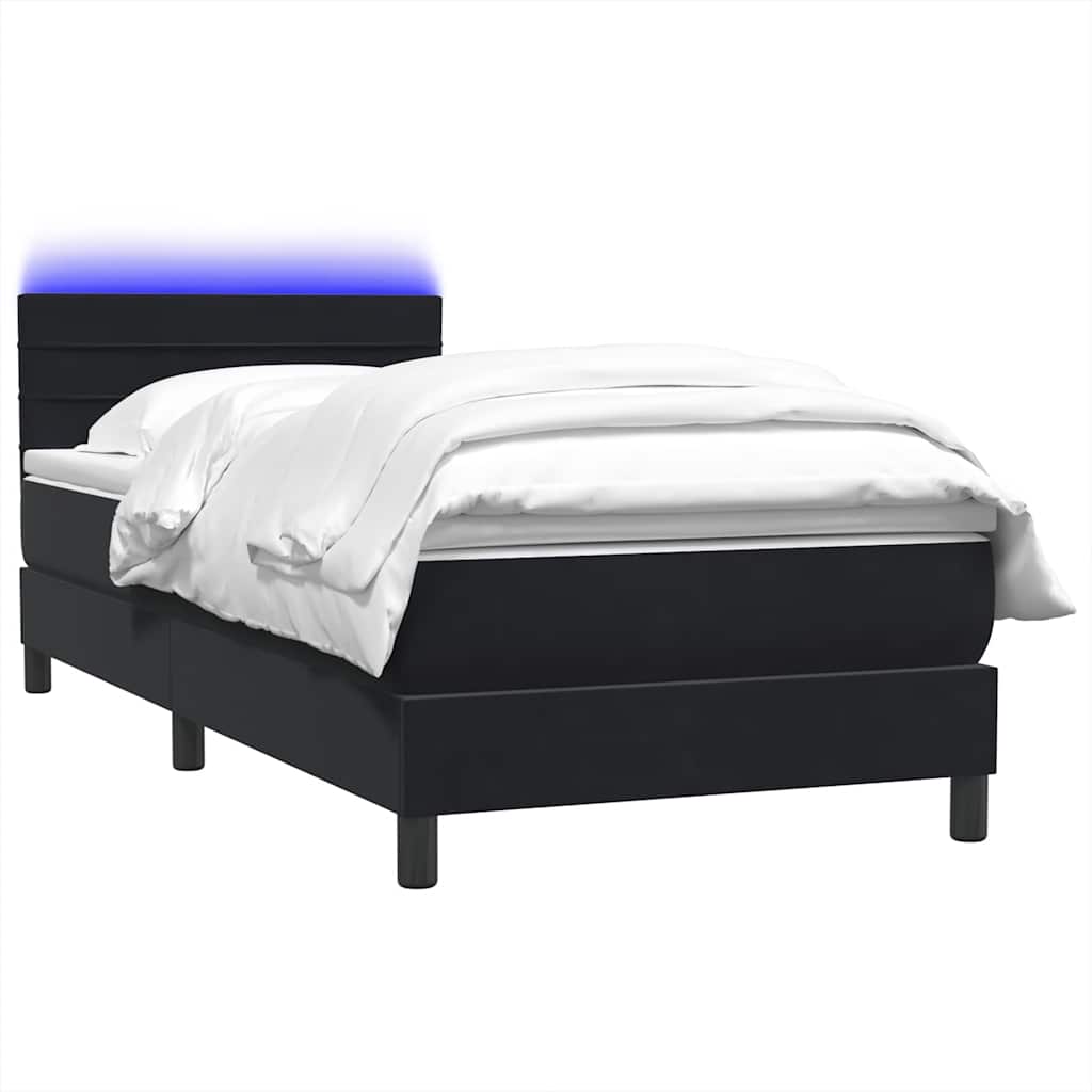 Boxspring met matras en LED fluweel zwart 80x220 cm is nu te koop bij PeponiXL, paradijselijk wonen!