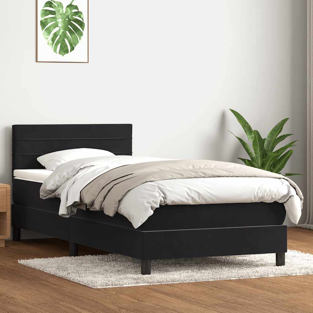 Boxspring met matras en LED fluweel zwart 80x220 cm is nu te koop bij PeponiXL, paradijselijk wonen!