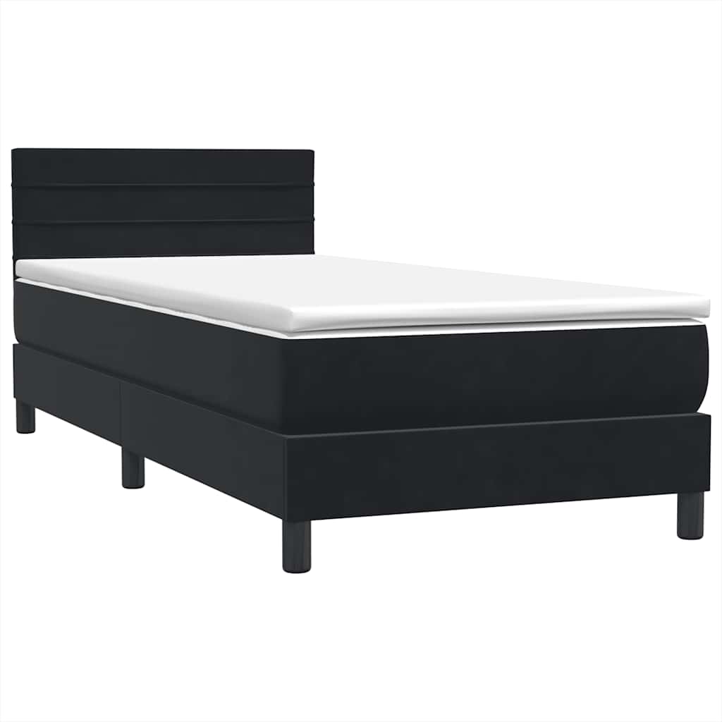 Boxspring met matras en LED fluweel zwart 80x220 cm is nu te koop bij PeponiXL, paradijselijk wonen!