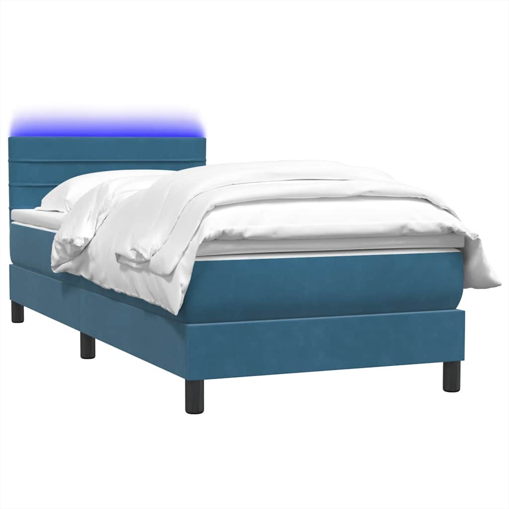 Boxspring met matras en LED fluweel donkerblauw 80x220 cm is nu te koop bij PeponiXL, paradijselijk wonen!