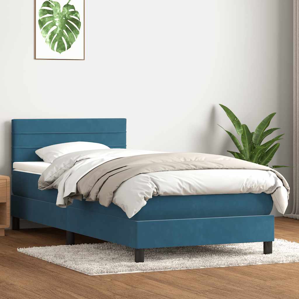 Boxspring met matras en LED fluweel donkerblauw 80x220 cm is nu te koop bij PeponiXL, paradijselijk wonen!