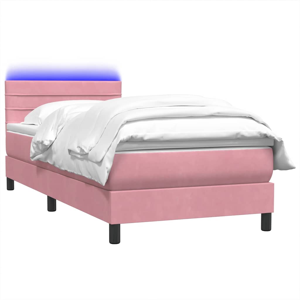 Boxspring met matras en LED fluweel roze 80x220 cm is nu te koop bij PeponiXL, paradijselijk wonen!
