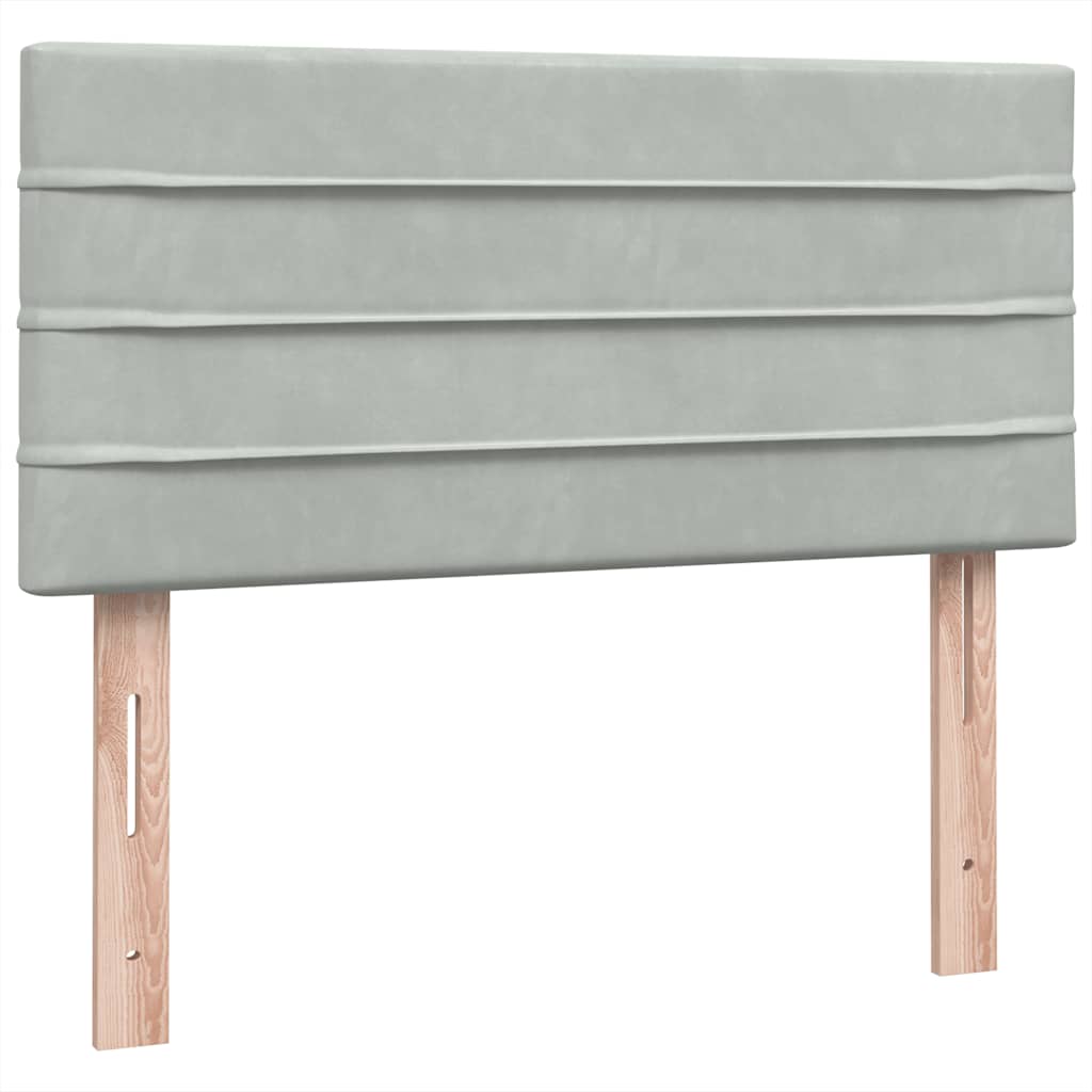 Boxspring met matras en LED fluweel lichtgrijs 90x220 cm is nu te koop bij PeponiXL, paradijselijk wonen!