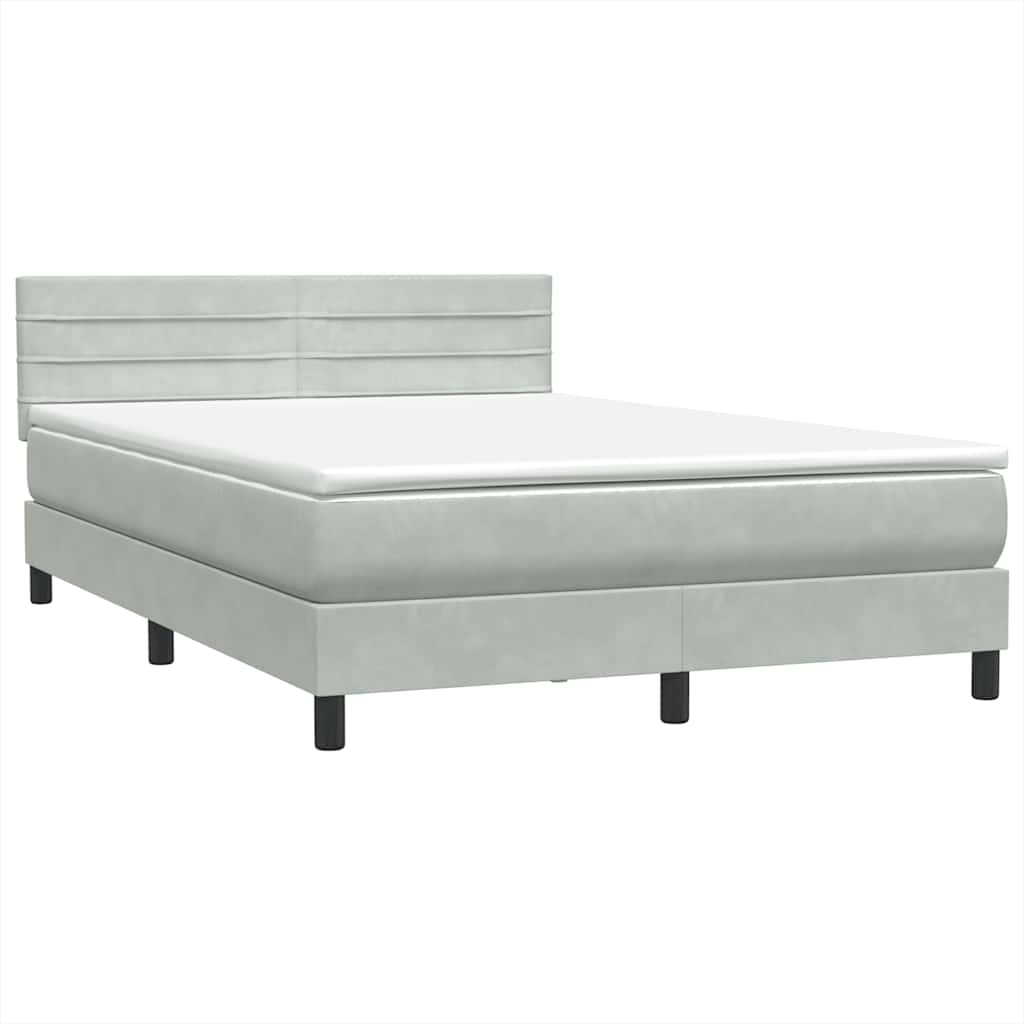 Boxspring met matras en LED fluweel lichtgrijs 160x220 cm is nu te koop bij PeponiXL, paradijselijk wonen!