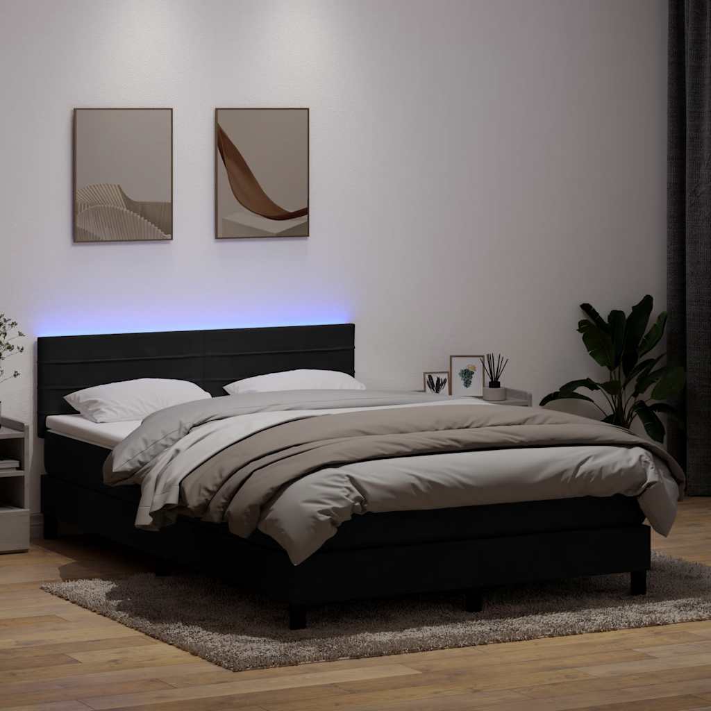 Boxspring met matras en LED fluweel zwart 160x220 cm
