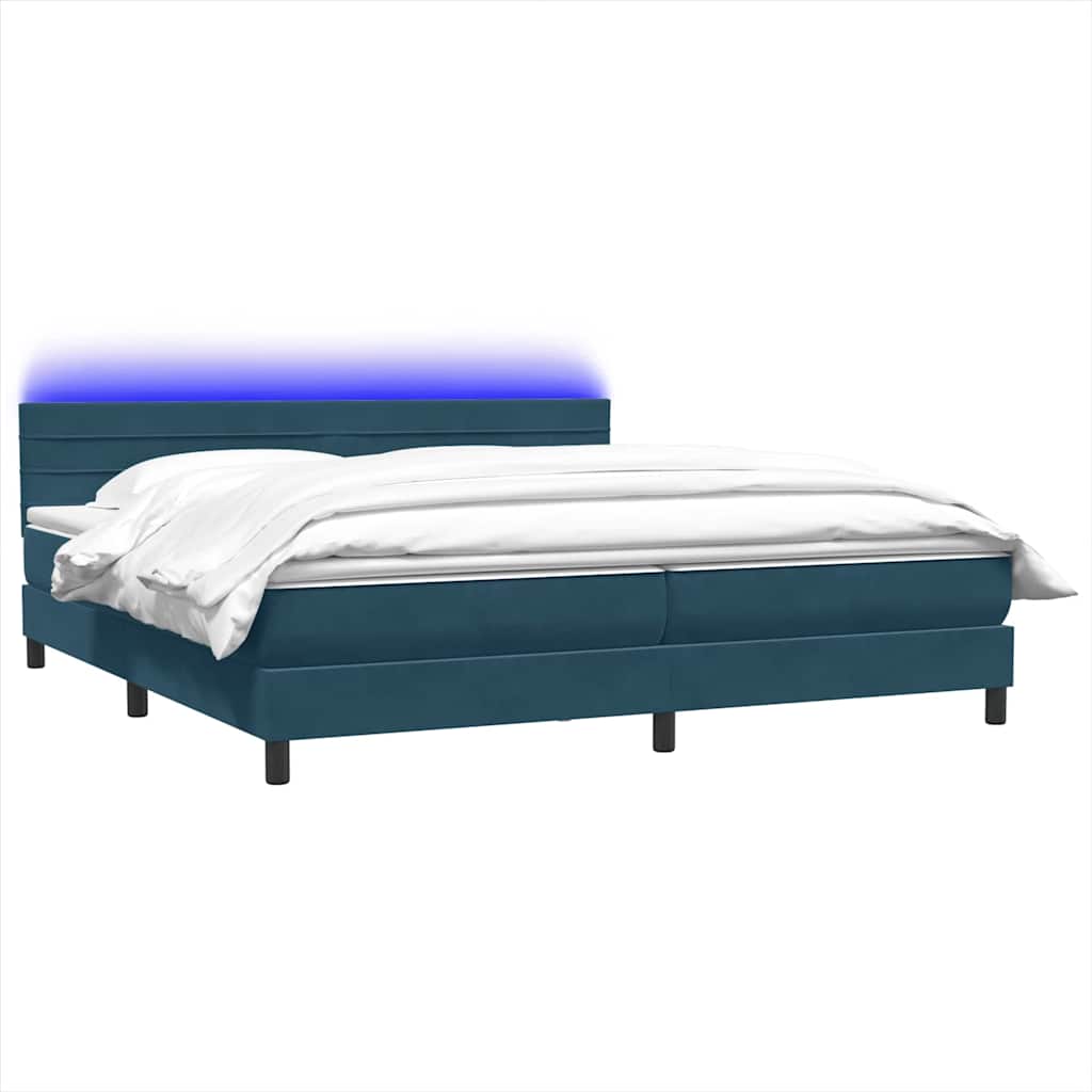 Boxspring met matras en LED fluweel donkerblauw 180x220 cm is nu te koop bij PeponiXL, paradijselijk wonen!