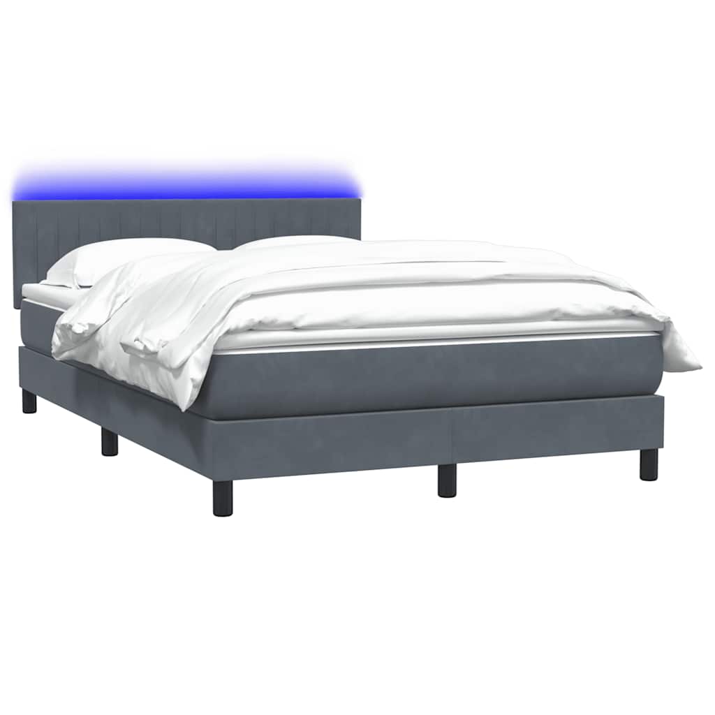 Boxspring met matras en LED fluweel donkergrijs 160x210 cm