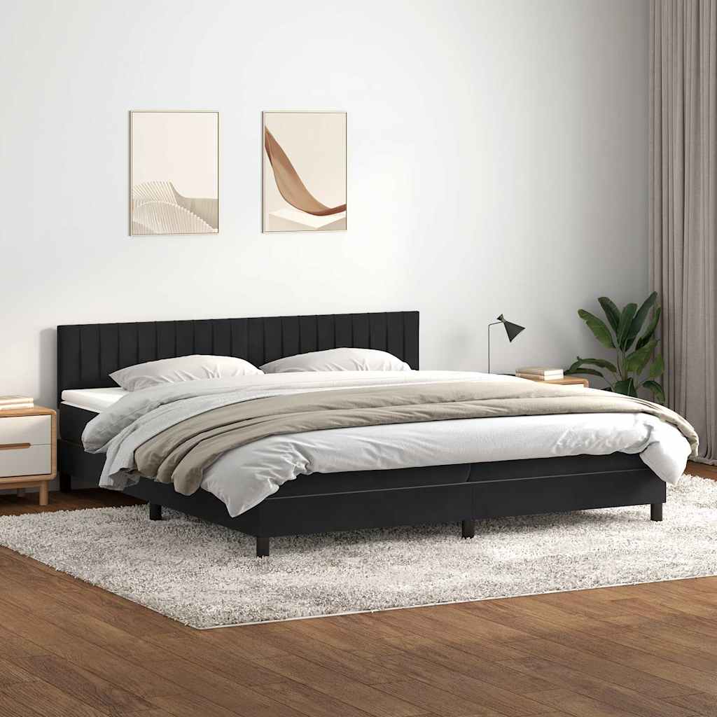 Boxspring met matras en LED fluweel zwart 200x210 cm