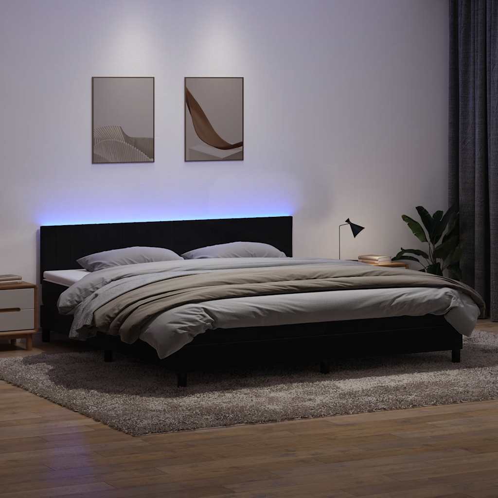 Boxspring met matras en LED fluweel zwart 200x210 cm