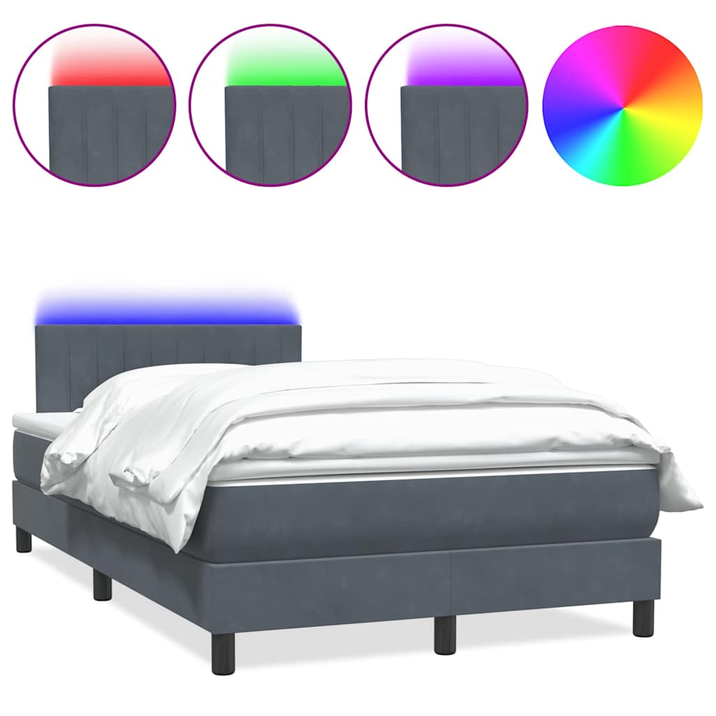 Boxspring met matras en LED fluweel lichtgrijs 120x220 cm