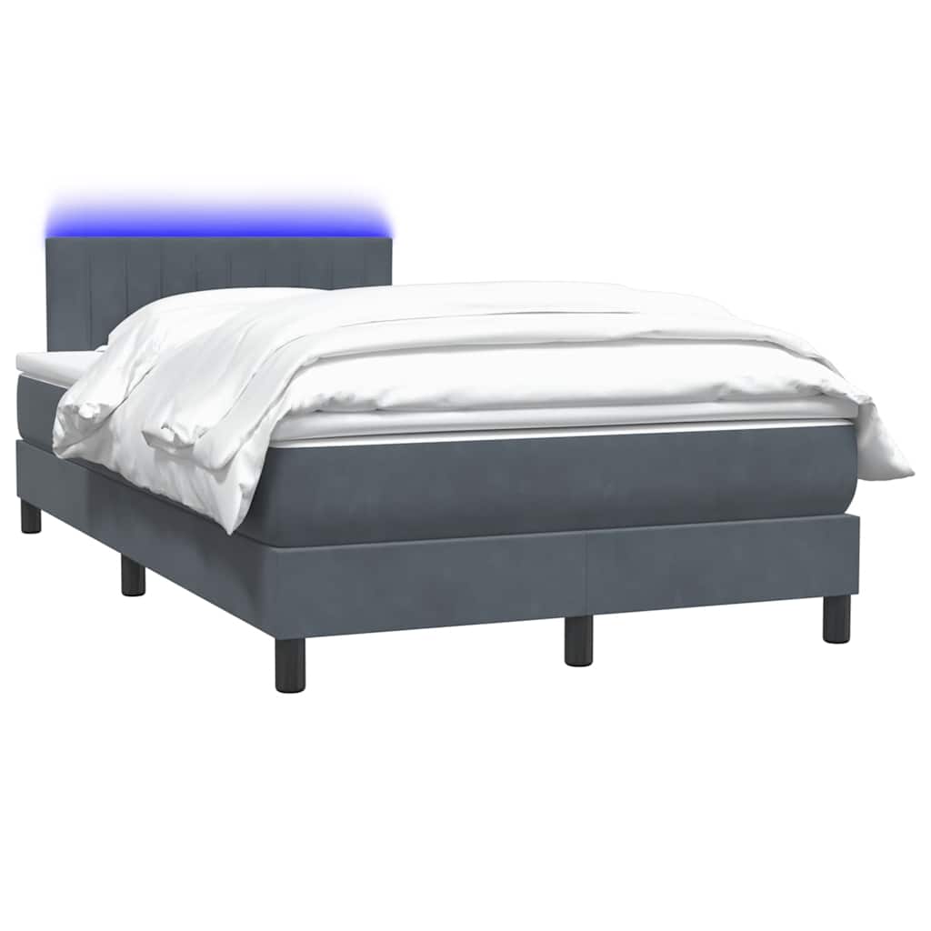 Boxspring met matras en LED fluweel lichtgrijs 120x220 cm