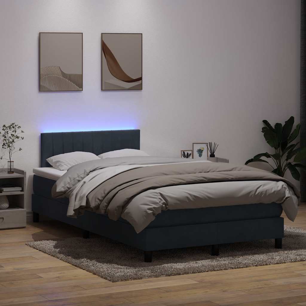 Boxspring met matras en LED fluweel lichtgrijs 120x220 cm