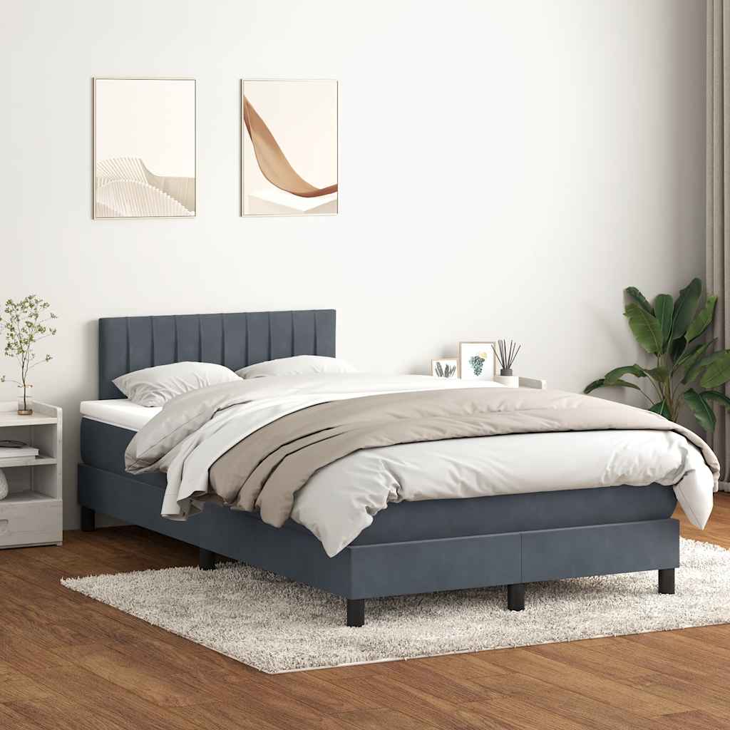 Boxspring met matras en LED fluweel lichtgrijs 120x220 cm