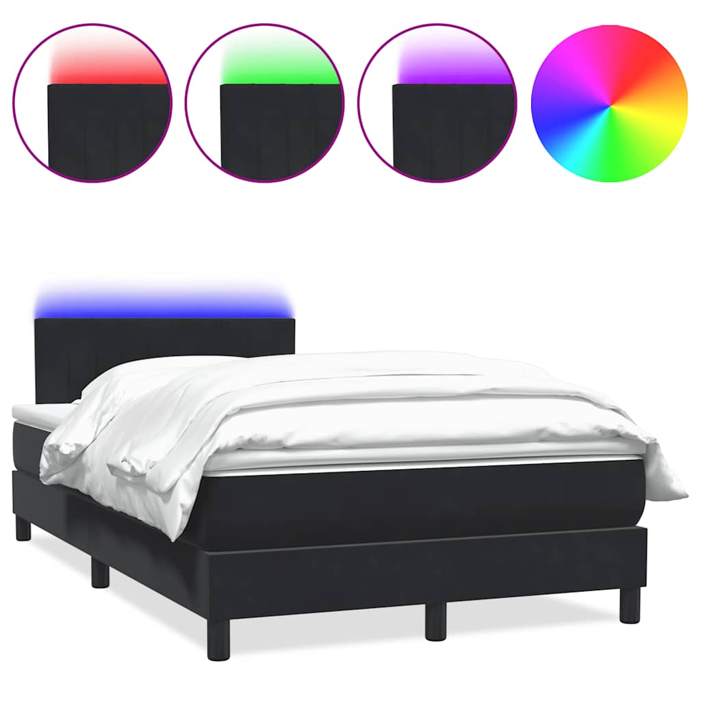 Boxspring met matras en LED fluweel zwart 120x220 cm