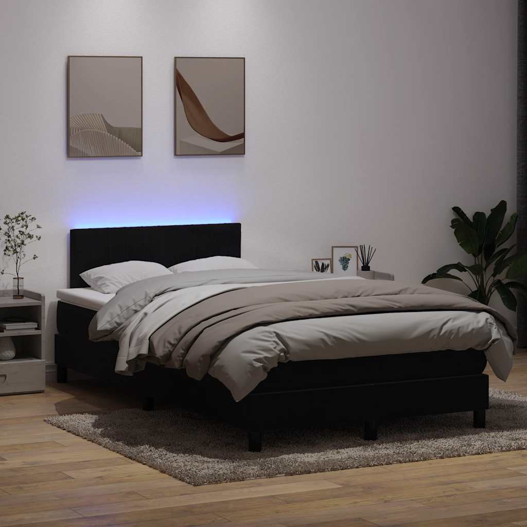 Boxspring met matras en LED fluweel zwart 120x220 cm