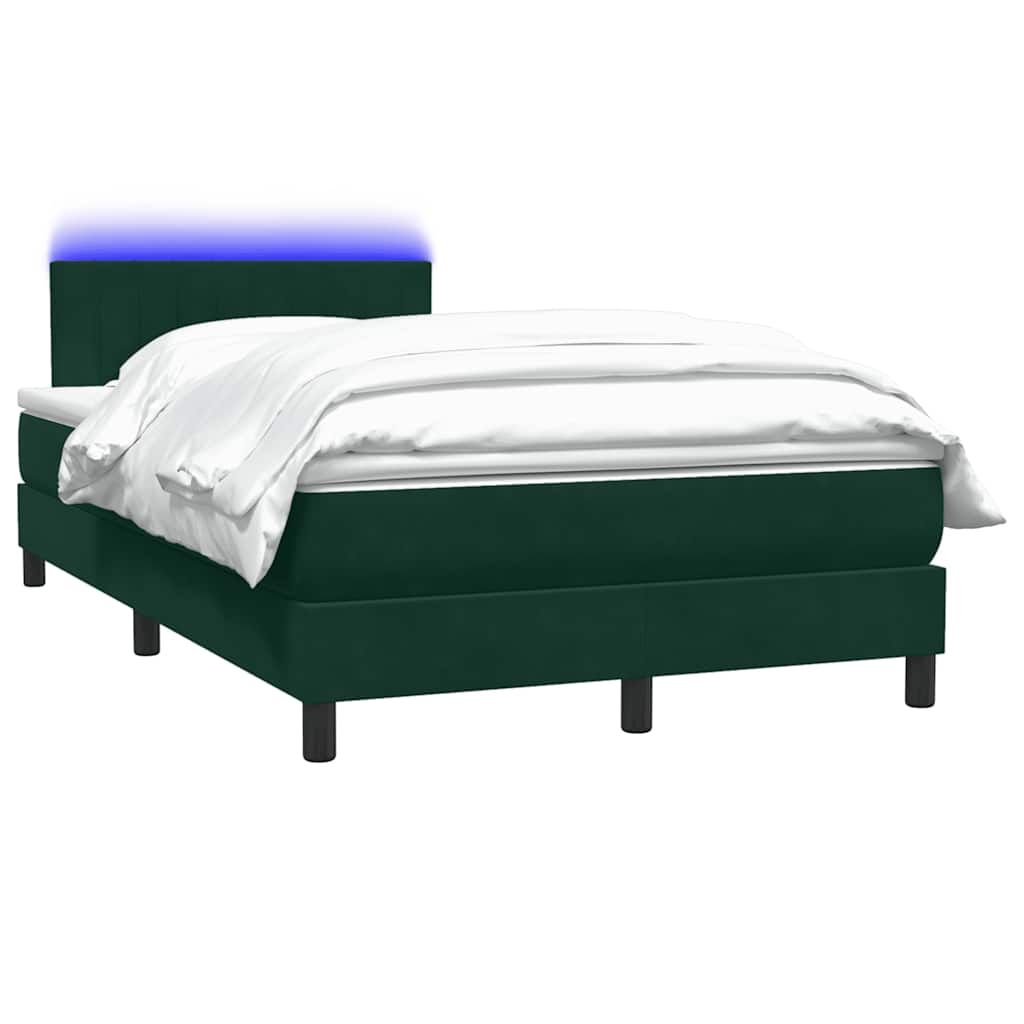 Boxspring met matras en LED fluweel donkergroen 120x220 cm