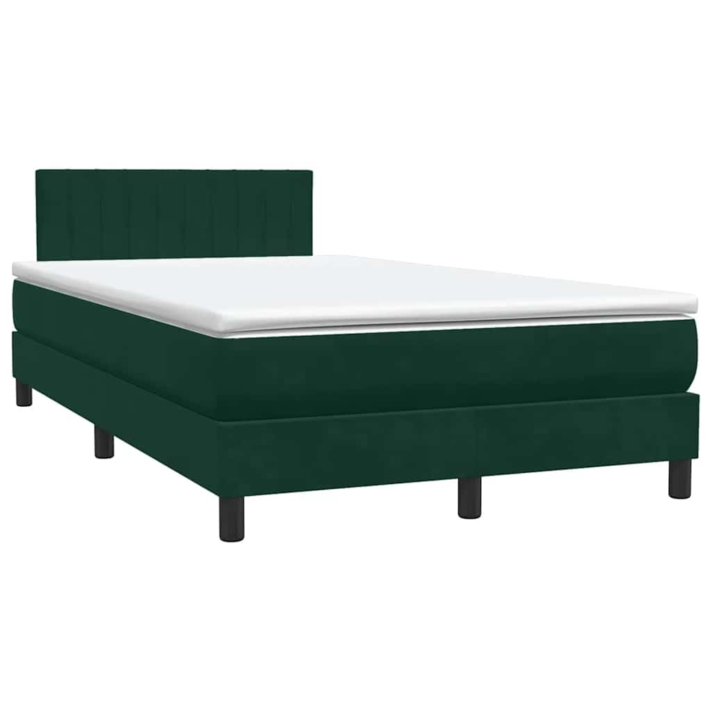Boxspring met matras en LED fluweel donkergroen 120x220 cm