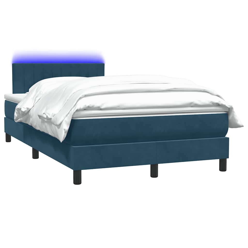 Boxspring met matras en LED fluweel donkerblauw 120x220 cm