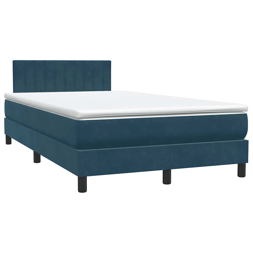 Boxspring met matras en LED fluweel donkerblauw 120x220 cm