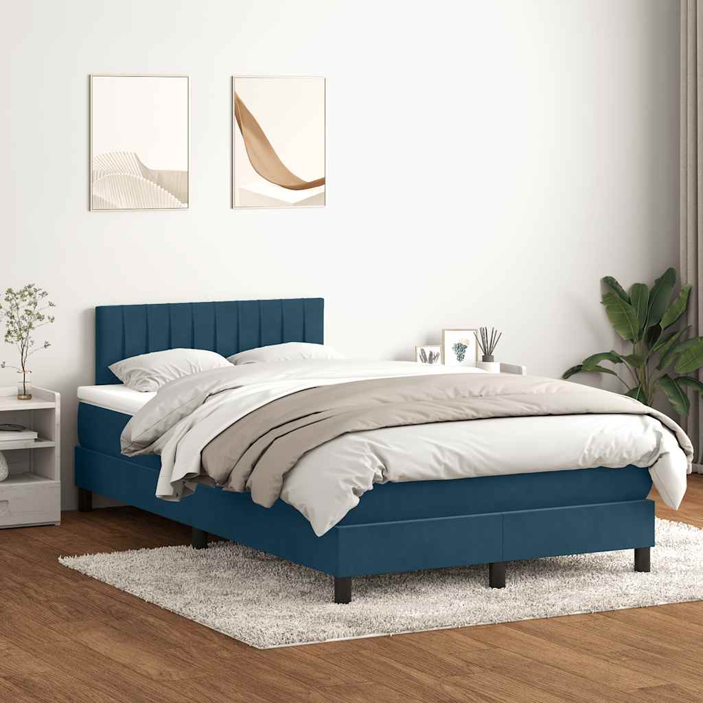 Boxspring met matras en LED fluweel donkerblauw 120x220 cm