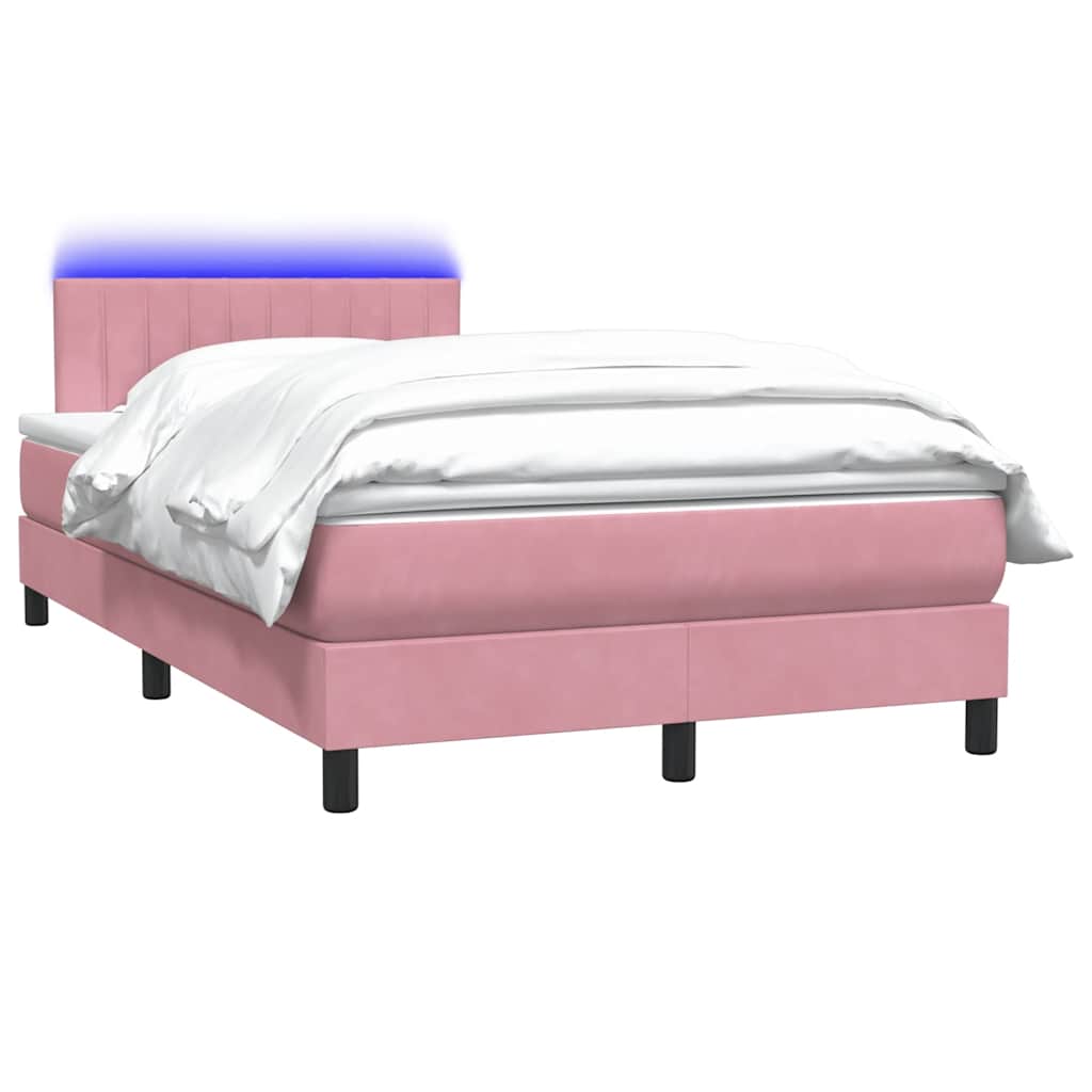 Boxspring met matras en LED fluweel roze 120x220 cm is nu te koop bij PeponiXL, paradijselijk wonen!