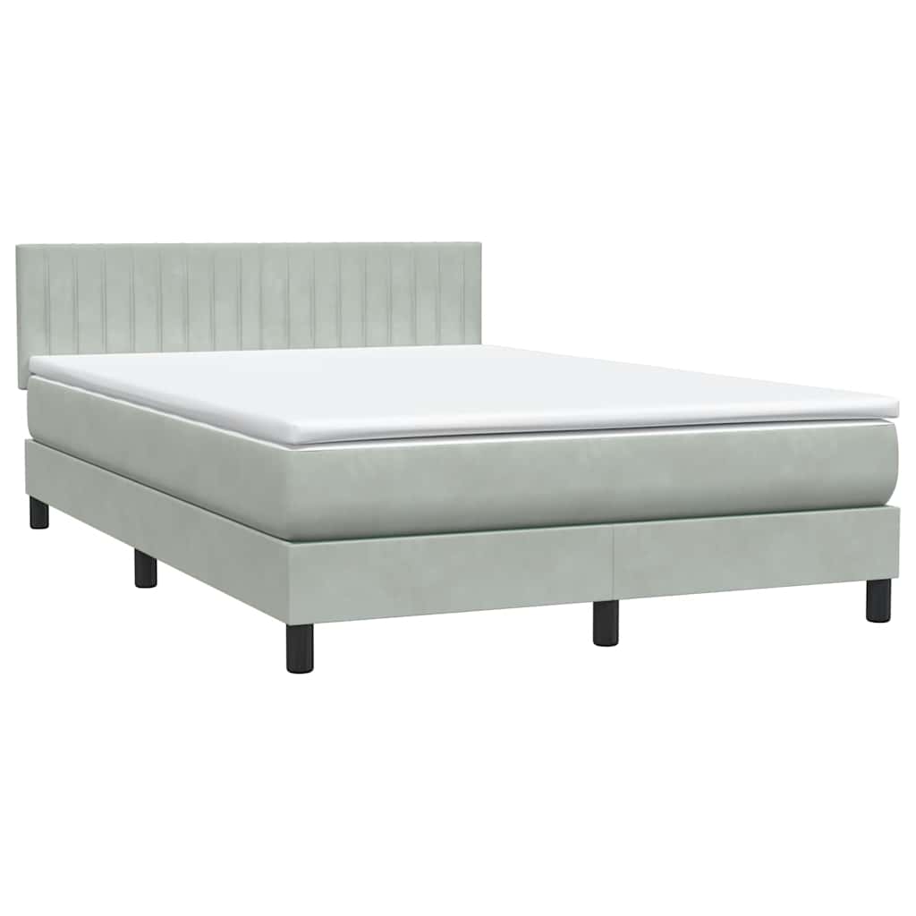 Boxspring met matras en LED fluweel lichtgrijs 140x220 cm