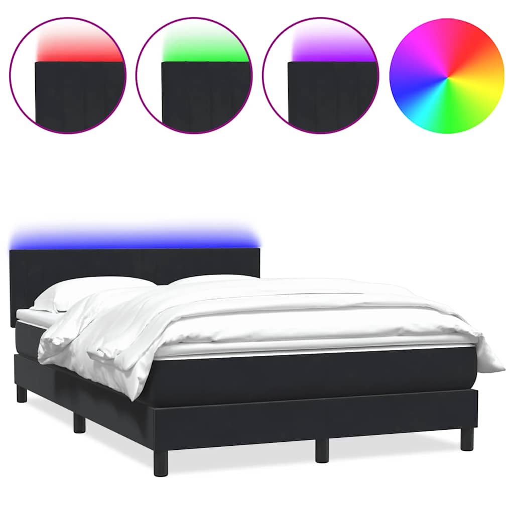 Boxspring met matras en LED fluweel zwart 140x220 cm