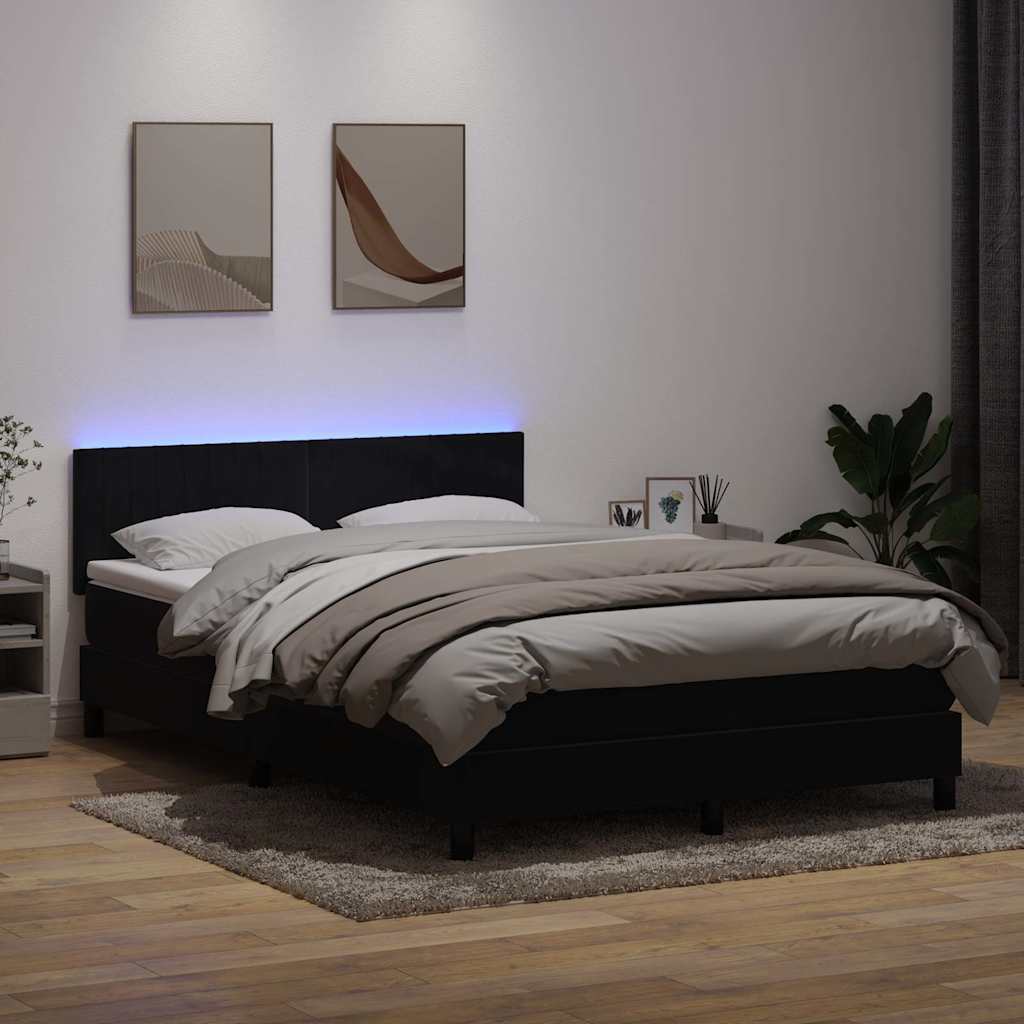 Boxspring met matras en LED fluweel zwart 140x220 cm