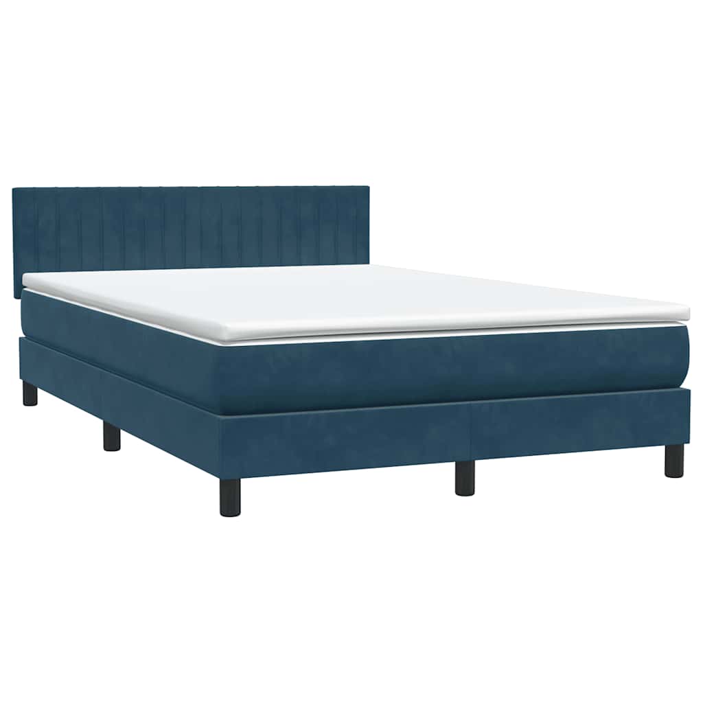 Boxspring met matras en LED fluweel donkerblauw 140x220 cm
