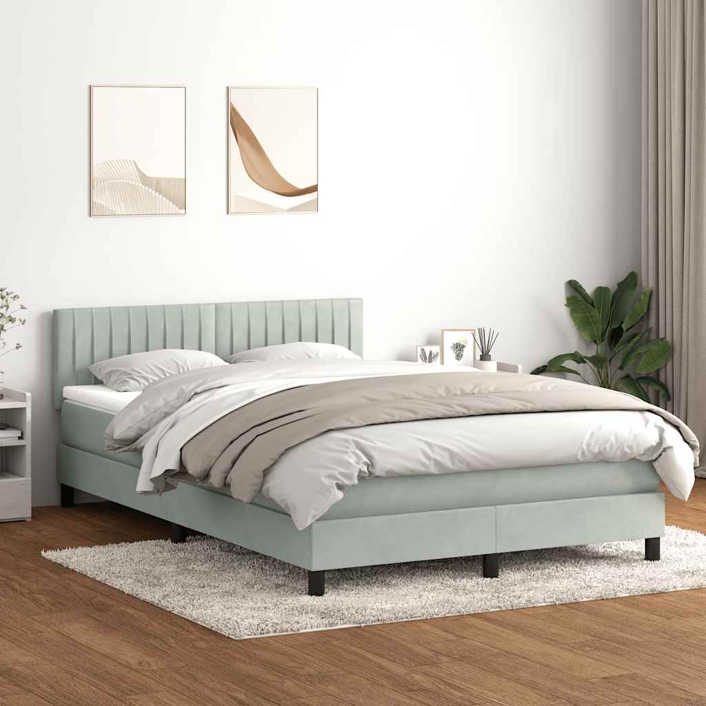 Boxspring met matras en LED fluweel lichtgrijs 160x220 cm is nu te koop bij PeponiXL, paradijselijk wonen!