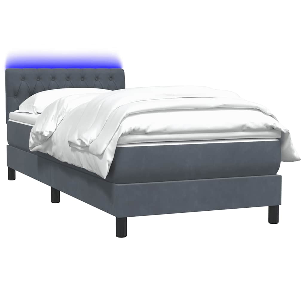 Boxspring met matras en LED fluweel donkergrijs 80x210 cm is nu te koop bij PeponiXL, paradijselijk wonen!