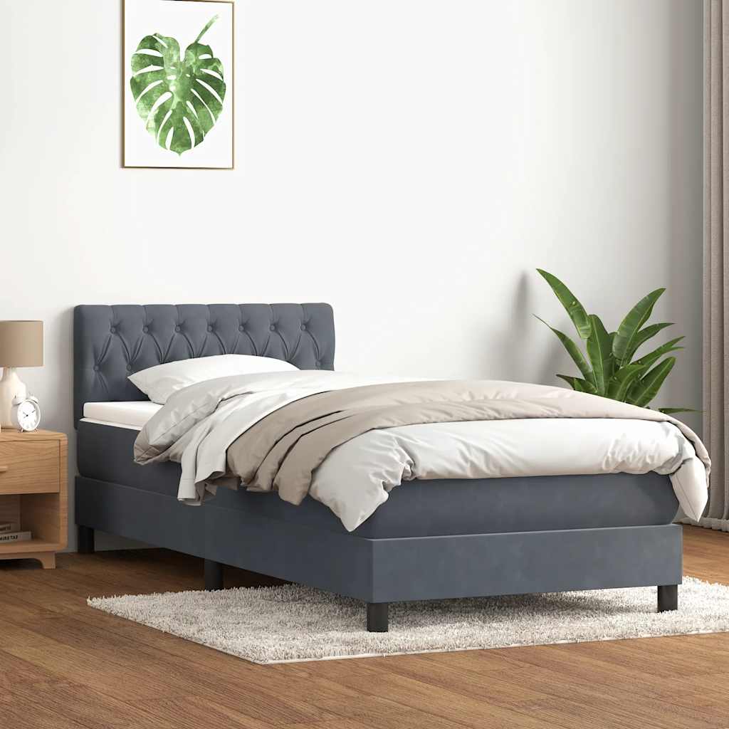 Boxspring met matras en LED fluweel donkergrijs 80x210 cm is nu te koop bij PeponiXL, paradijselijk wonen!