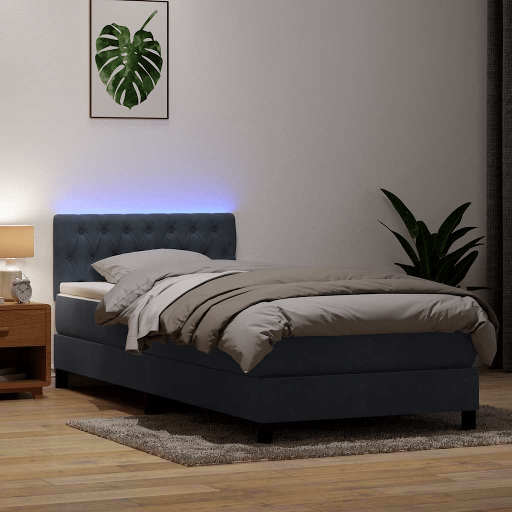 Boxspring met matras en LED fluweel donkergrijs 80x210 cm is nu te koop bij PeponiXL, paradijselijk wonen!