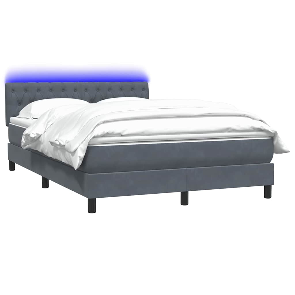 Boxspring met matras en LED fluweel donkergrijs 140x210 cm is nu te koop bij PeponiXL, paradijselijk wonen!